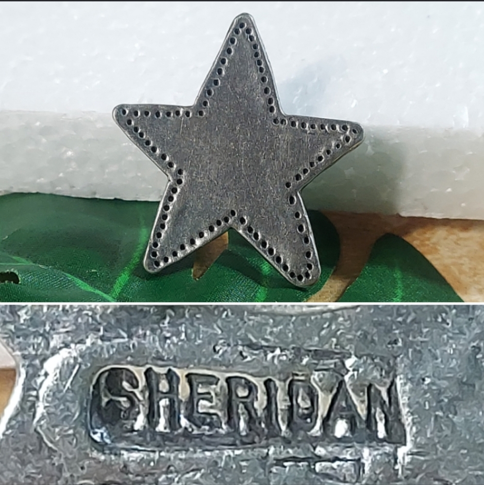 P300 Vintage Stamped Signed Sheridan Pewter Star Pin Brooch